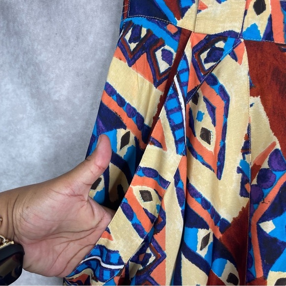 Ronny Kobo Geometric Print Pull On Midi Skirt In Multi Women's Size M - Picture 5 of 6